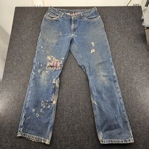 Carhartt WB022 ADT Womens Flannel Lined Straight Relaxed Fit Jeans 10x30 Trashed